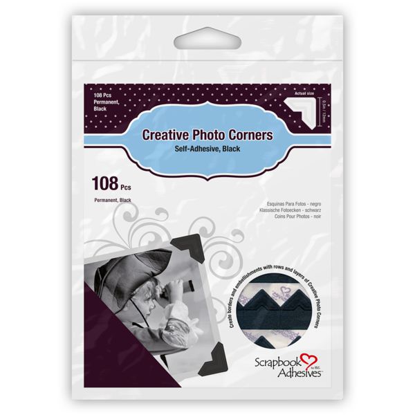 3L - Scrapbook Adhesives - Photo Corners - Black-ScrapbookPal