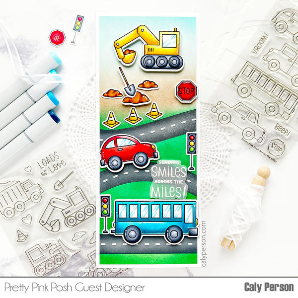 Pretty Pink Posh - Clear Stamps - Construction Trucks