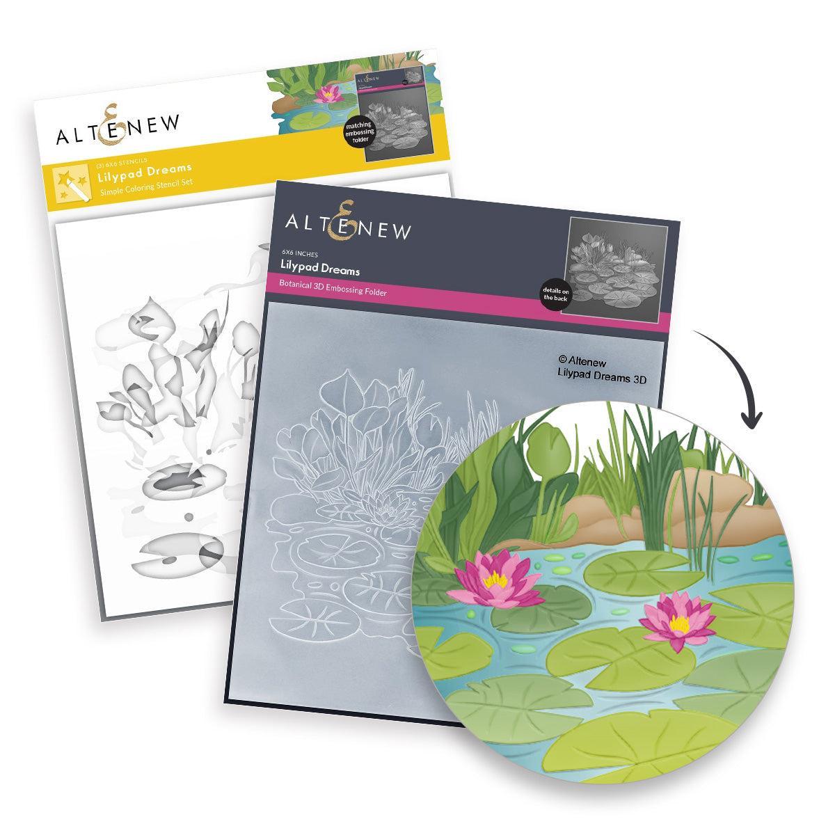 Altenew - 3D Embossing Folder &amp; Stencils - Lilypad Dreams-ScrapbookPal