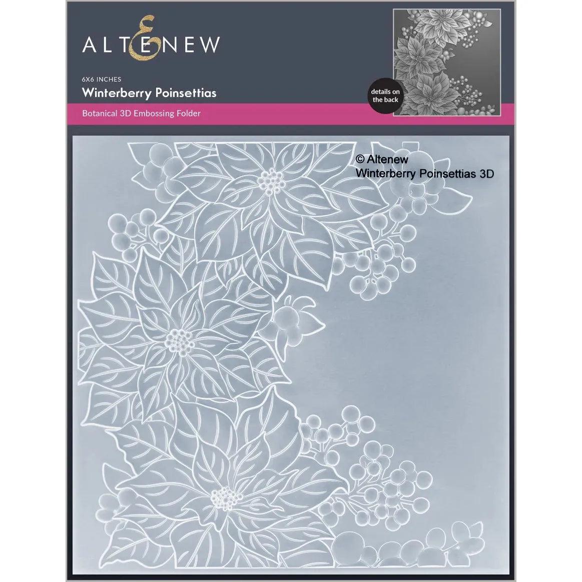 Altenew - 3D Embossing Folder - Winterberry Poinsettias-ScrapbookPal