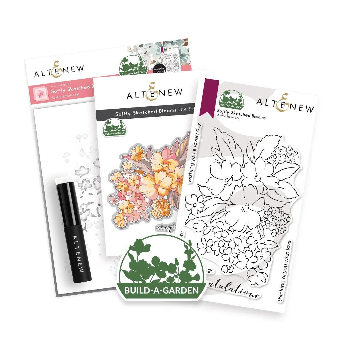 Altenew - Clear Stamps, Dies &amp; Stencils - Build-A-Garden: Softly Sketched Blooms-ScrapbookPal