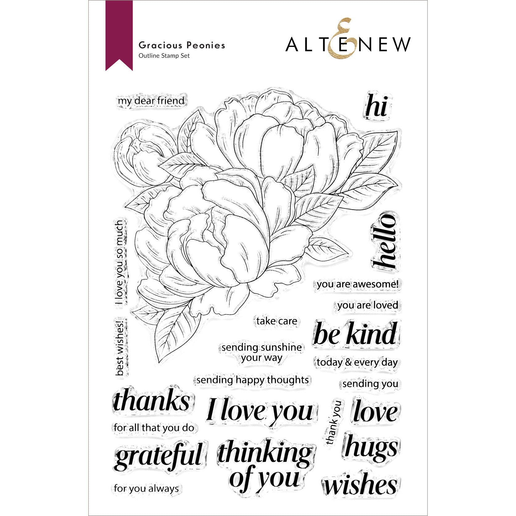 Altenew - Clear Stamps - Gracious Peonies-ScrapbookPal