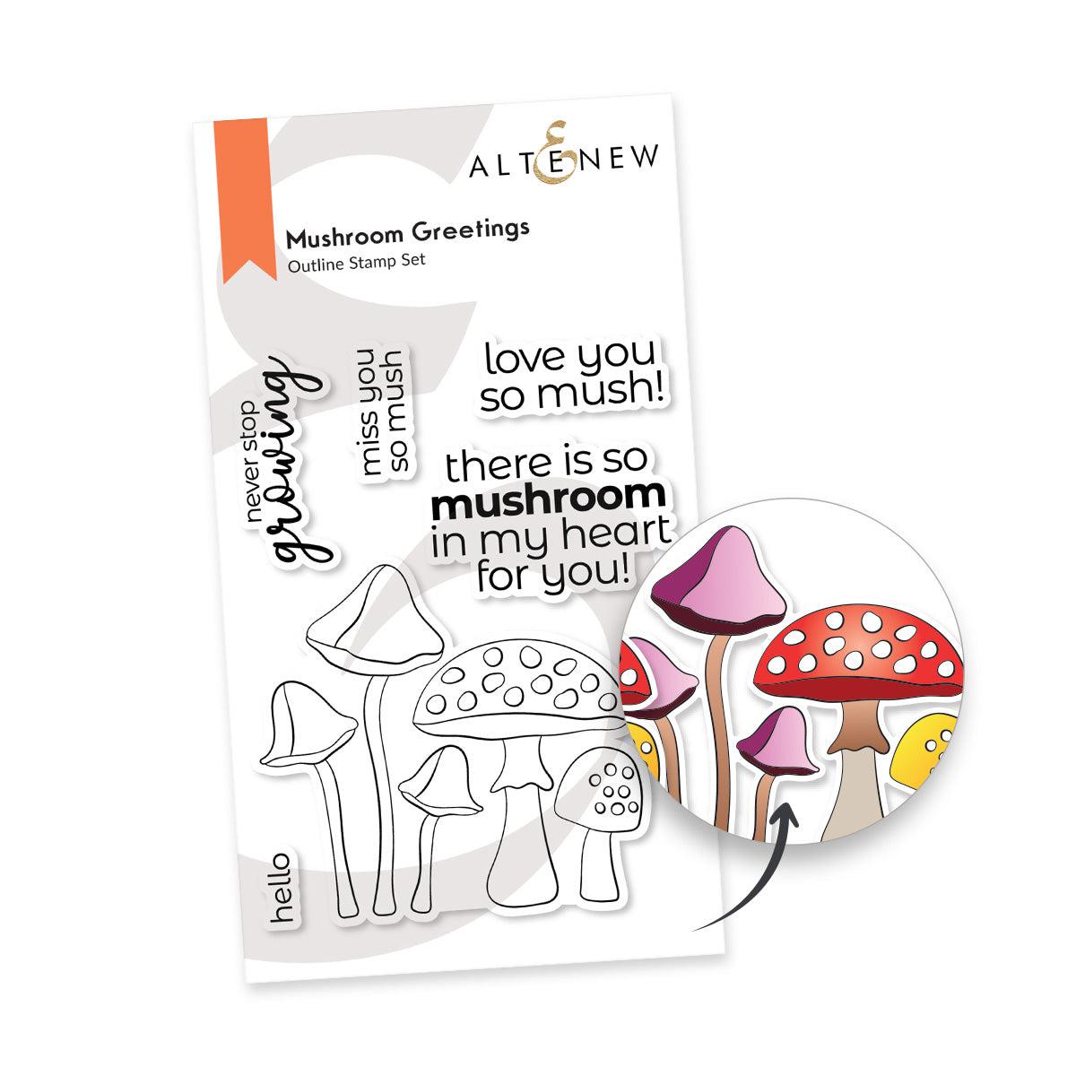 Altenew - Clear Stamps - Mushroom Sentiments-ScrapbookPal