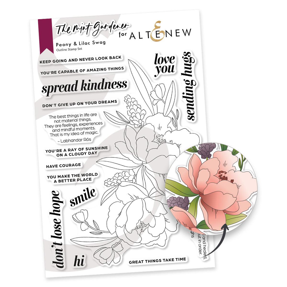 Altenew - Clear Stamps - Peony &amp; Lilac Swag-ScrapbookPal