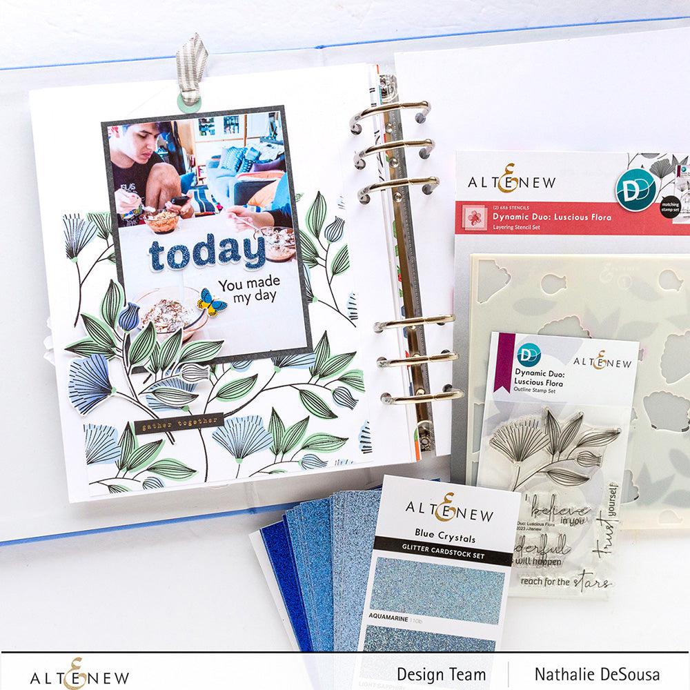 Cardstock Set Altenew - Glitter Cardstock Set - Blue Crystals – ScrapbookPal