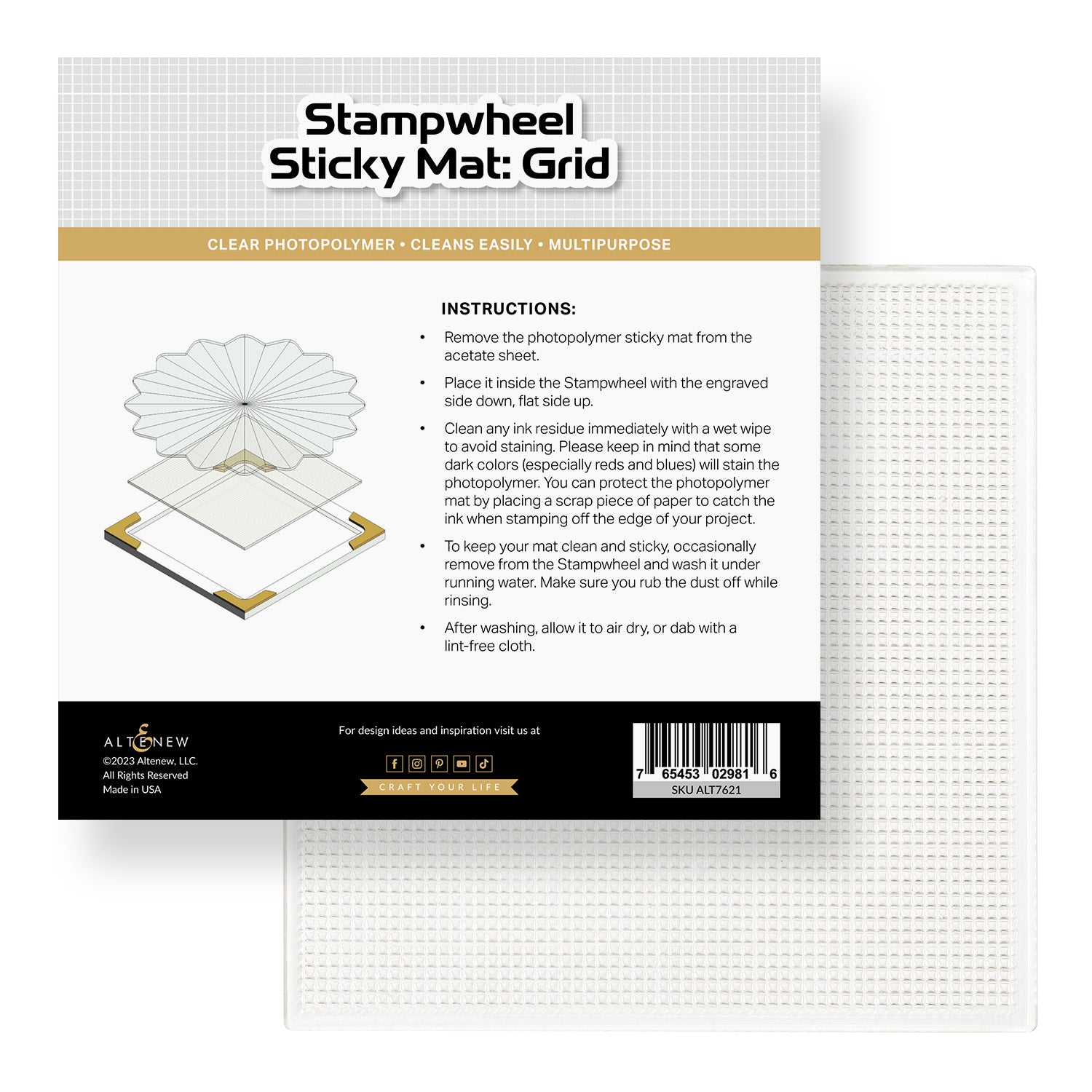 Altenew - Stampwheel - Low Tack Sticky Mat: Grid-ScrapbookPal