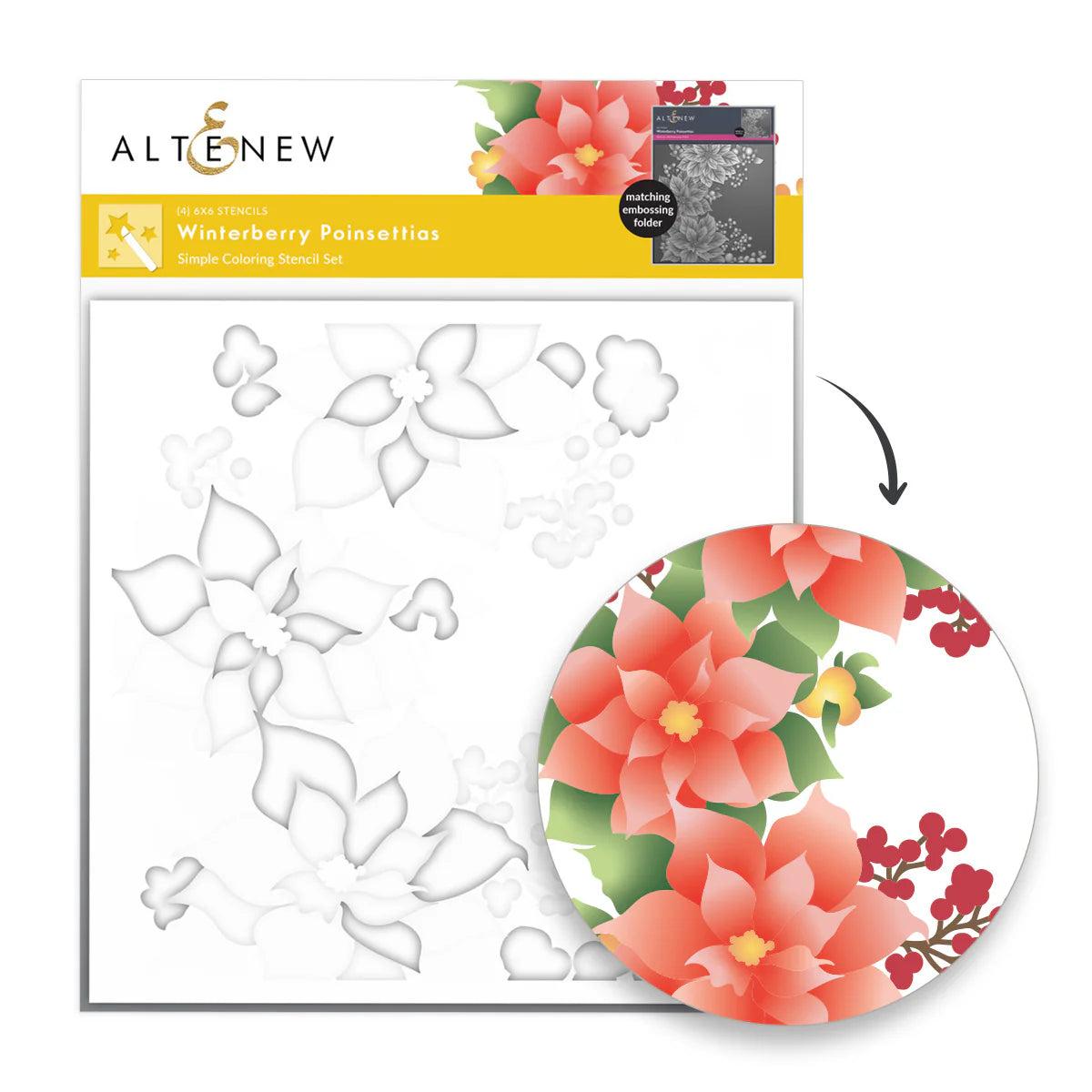 Altenew - Stencils - Winterberry Poinsettias-ScrapbookPal