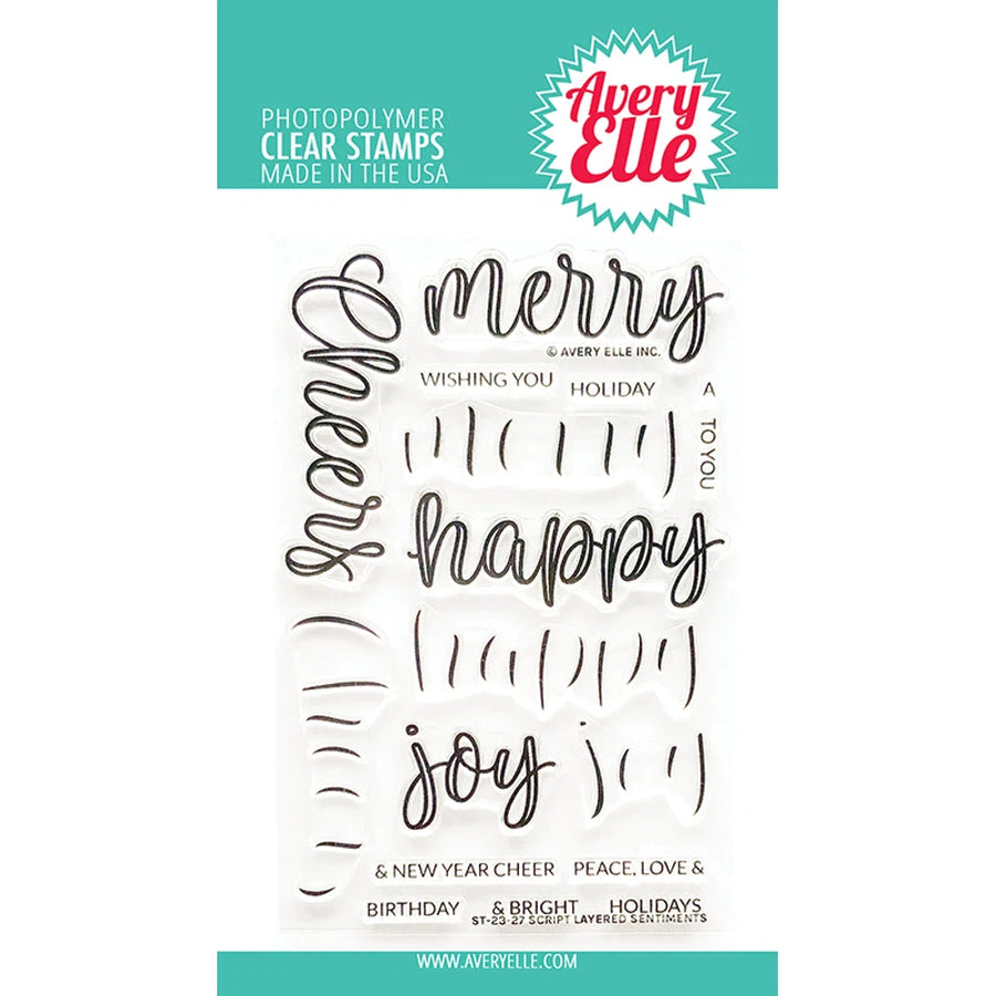 Avery Elle - Clear Stamps - Script Layered Sentiments