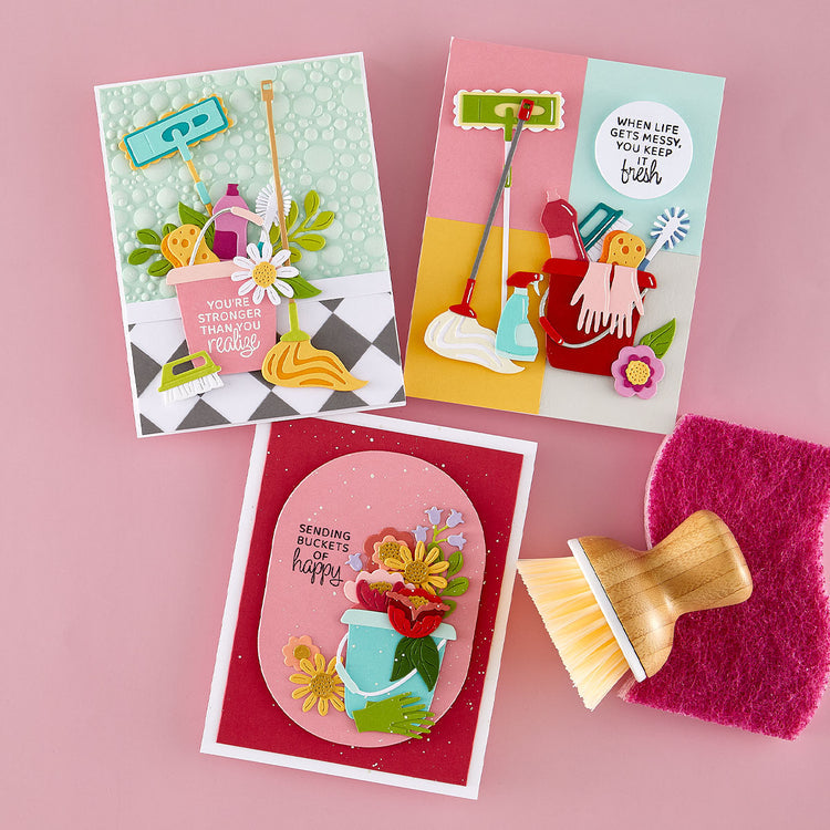 Spellbinders - Shiny New Day Collection - Clear Stamps - Shiny New Day Sentiments - Scratch &amp; Dent