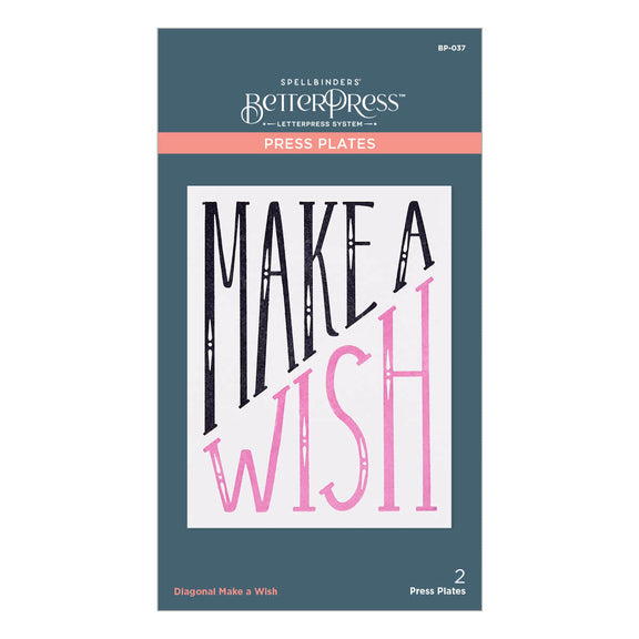 Spellbinders - BetterPress - Press Plate - Diagonal Make a Wish