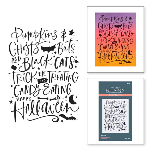 Spellbinders - Betterpress Halloween Collection - Press Plate - Pumpkins & Ghosts Background