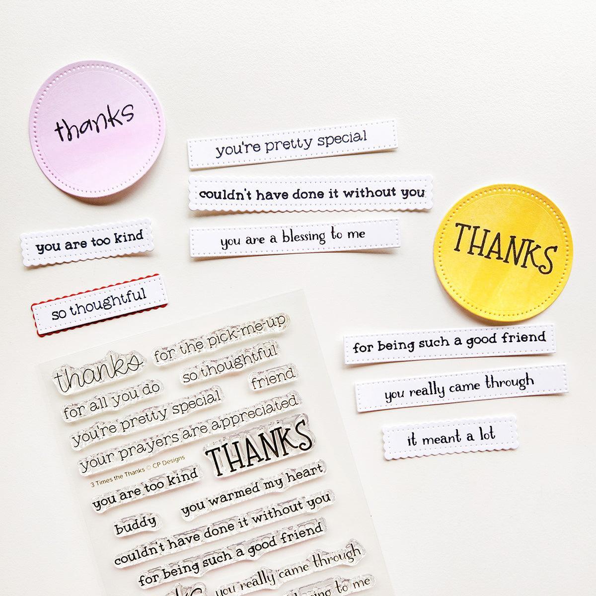 Catherine Pooler Designs - Clear Stamps - 3 Times the Thanks Sentiments-ScrapbookPal