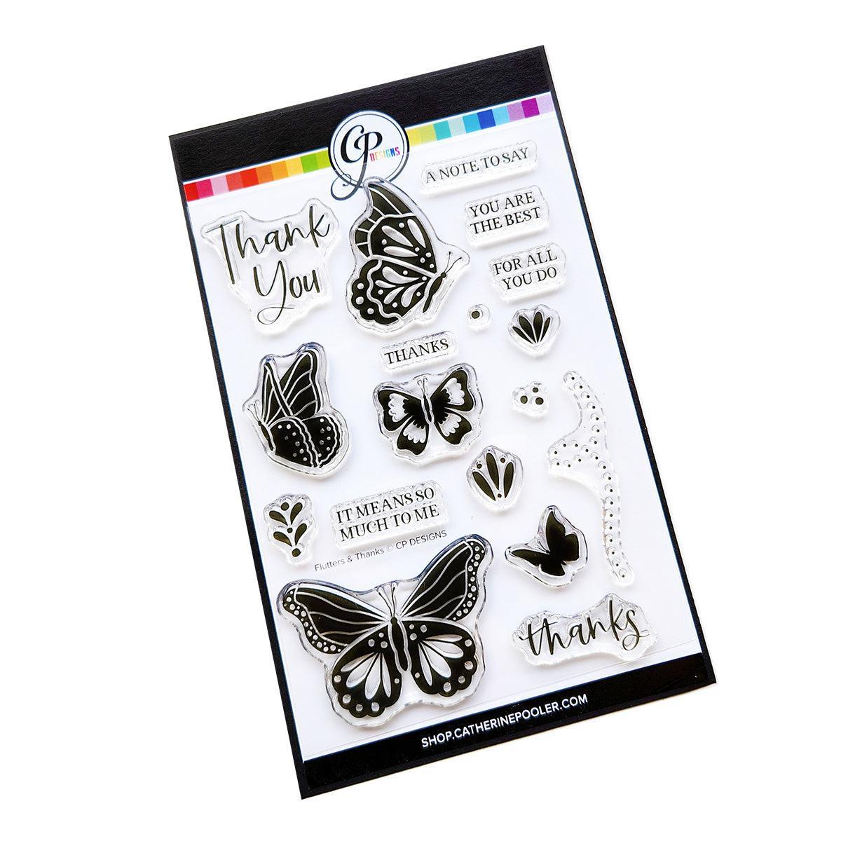 Catherine Pooler Designs - Clear Stamps - Flutters &amp; Thanks-ScrapbookPal
