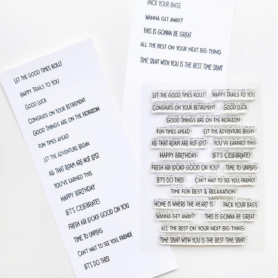 Catherine Pooler Designs - Clear Stamps - Getaway One Liner Sentiments-ScrapbookPal