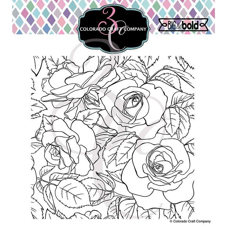 Colorado Craft Company - Clear Stamps - Big & Bold - Rose Background-ScrapbookPal
