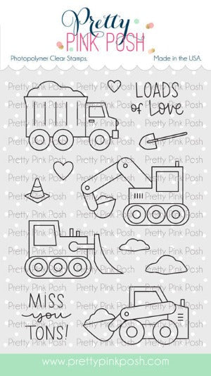 Pretty Pink Posh - Clear Stamps - Construction Trucks