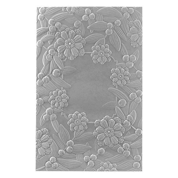 Spellbinders - Sealed for Christmas Collection - 3D Embossing Folder - Notched Corner Florals