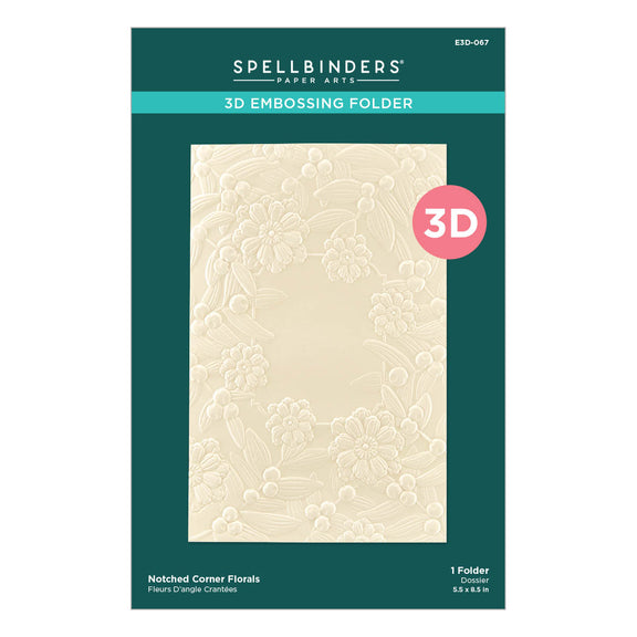 Spellbinders - Sealed for Christmas Collection - 3D Embossing Folder - Notched Corner Florals