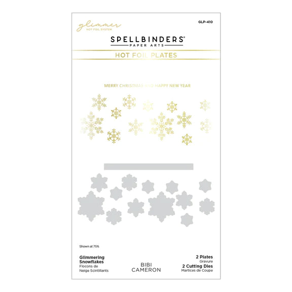Spellbinders - Bibi's Snowflakes Collection - Glimmer Hot Foil Plate & Die Set - Glimmering Snowflakes