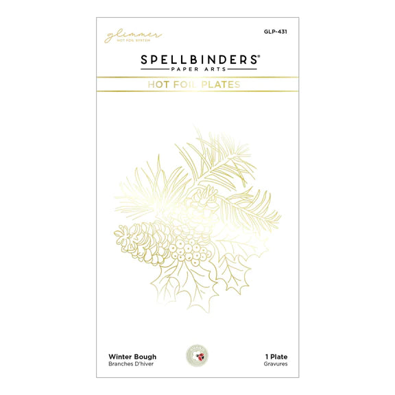 Spellbinders - Snow Garden Collection - Glimmer Hot Foil Plate & Die Set - Winter Bough