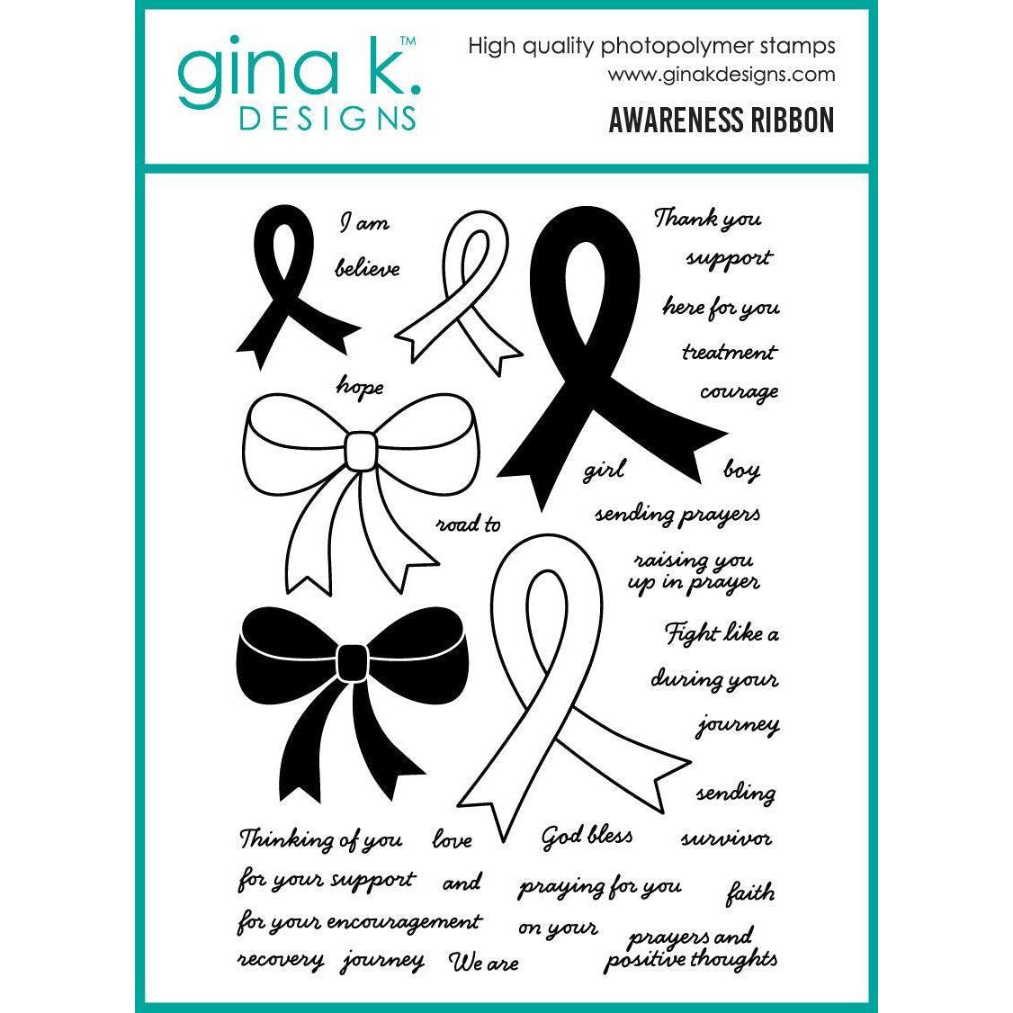 Gina K. Designs - Clear Stamps - Awareness Ribbon-ScrapbookPal