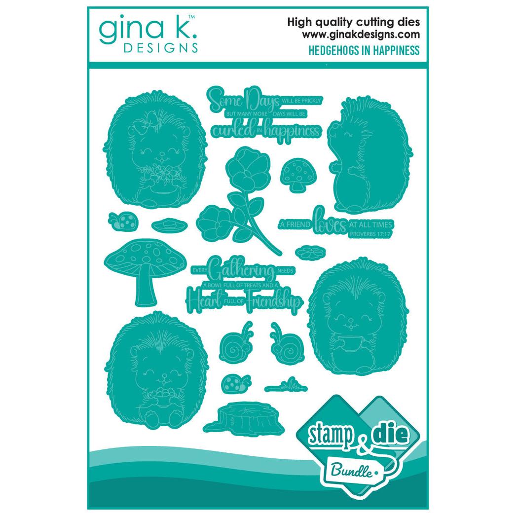 Gina K. Designs - Clear Stamps &amp; Dies - Hedgehogs in Happiness-ScrapbookPal