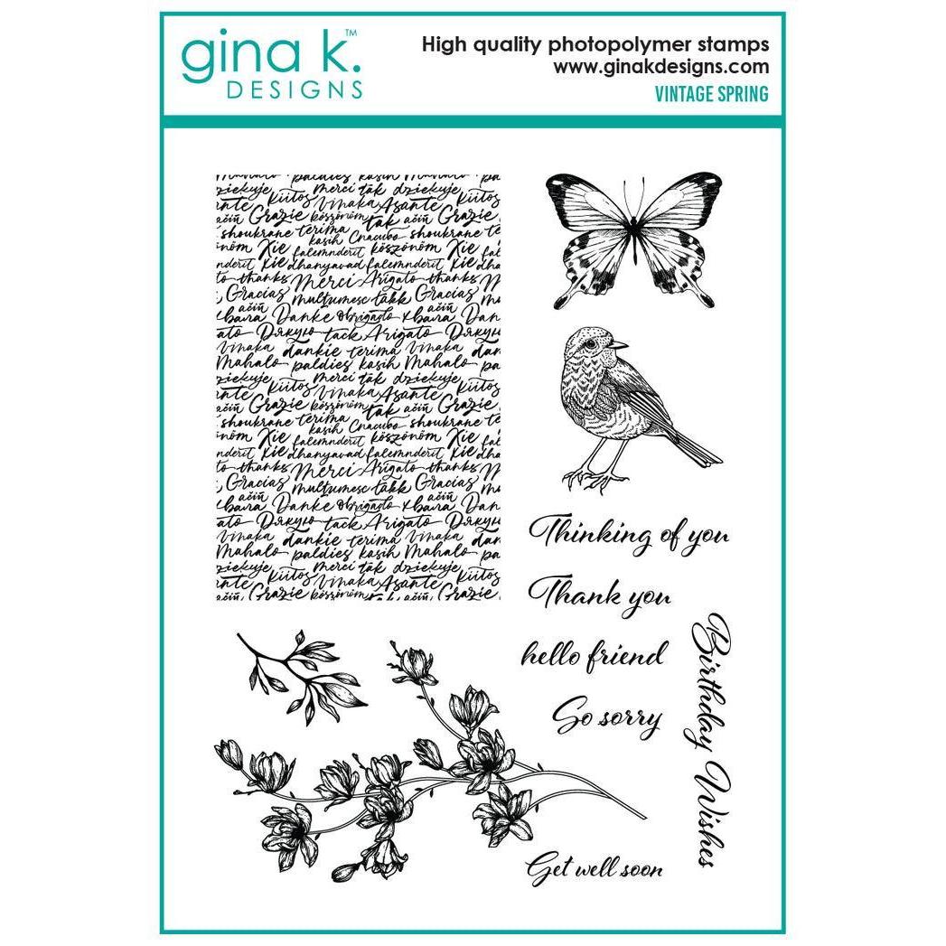 Gina K. Designs - Clear Stamps &amp; Dies - Vintage Spring-ScrapbookPal