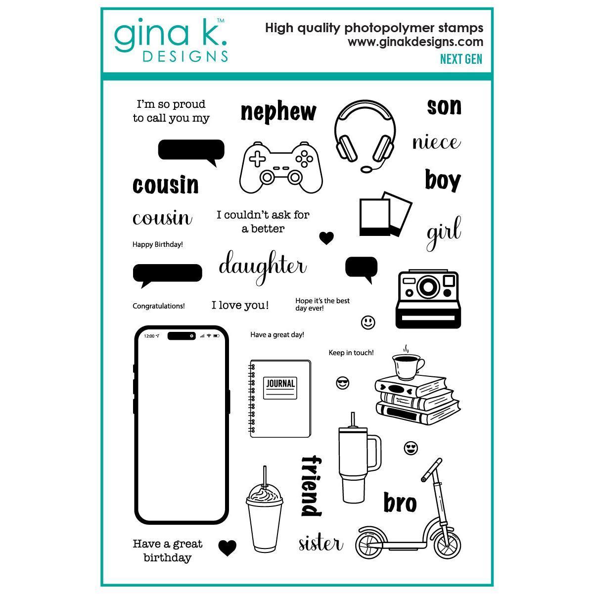 Gina K. Designs - Clear Stamps & Dies - Next Gen-ScrapbookPal