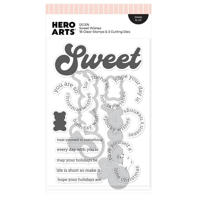 Hero Arts - Beary Sweet Holiday Collection - Stamp & Cut - Sweet Wishes-ScrapbookPal