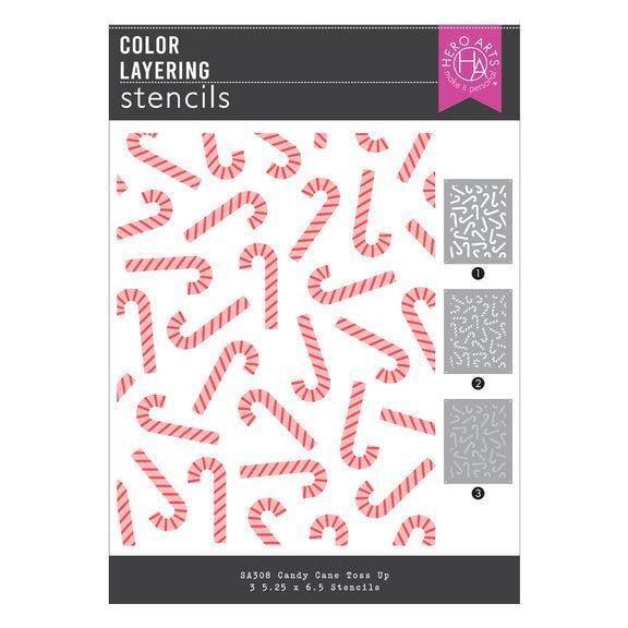 Hero Arts - Candy Cane Season Collection - Stencils - Candy Cane Toss Up-ScrapbookPal