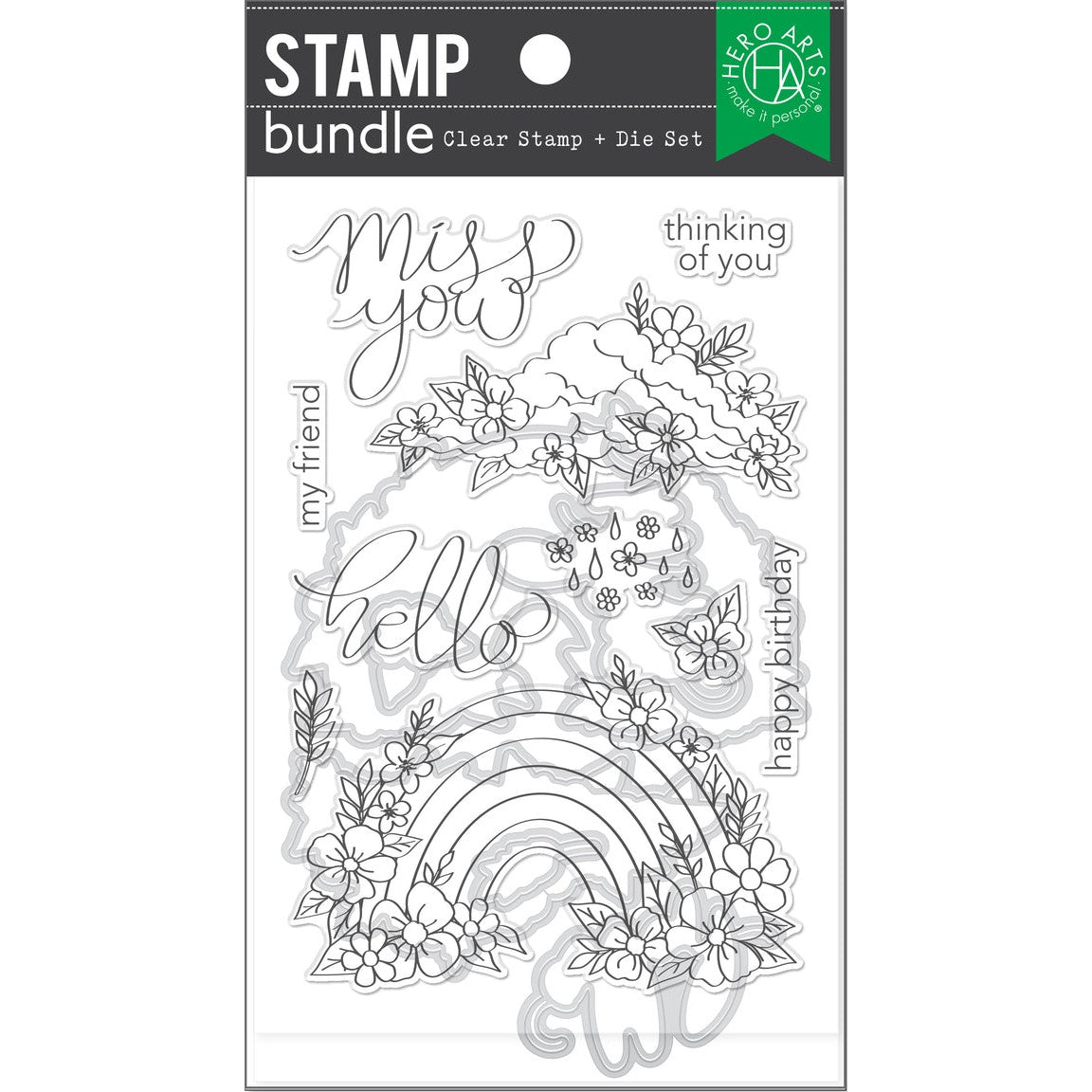 Hero Arts - Clear Stamps &amp; Dies - Floral Rainbow and Clouds-ScrapbookPal