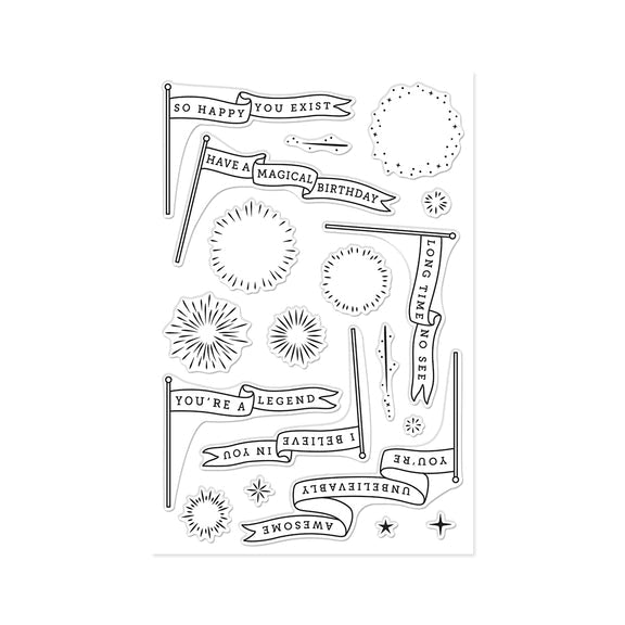 Hero Arts - Don't Stop Believing Collection - Clear Stamps - Unbelievably Awesome Banners-ScrapbookPal
