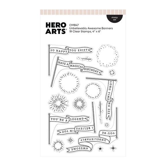Hero Arts - Don't Stop Believing Collection - Clear Stamps - Unbelievably Awesome Banners-ScrapbookPal