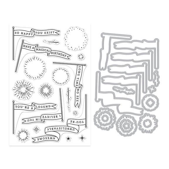 Hero Arts - Don't Stop Believing Collection - Stamp &amp; Cut - Unbelievably Awesome Banners-ScrapbookPal