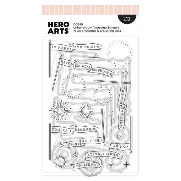 Hero Arts - Don't Stop Believing Collection - Stamp &amp; Cut - Unbelievably Awesome Banners-ScrapbookPal