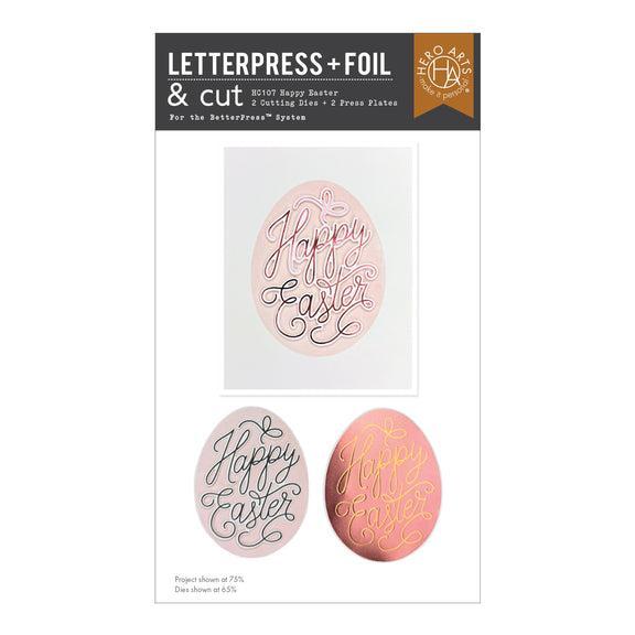 Hero Arts - Eggstra Special Collection - Letterpress + Foil Plate & Cut - Happy Easter-ScrapbookPal