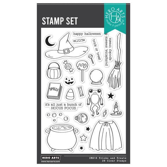 Hero Arts - Hocus Pocus Collection - Clear Stamps - Tricks and Treats-ScrapbookPal