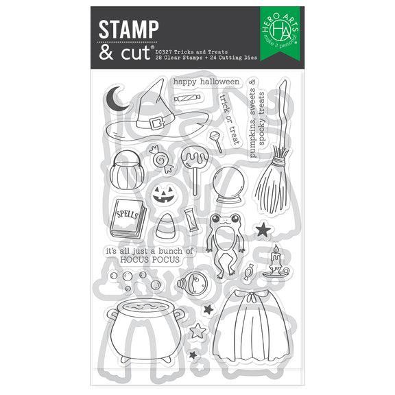Hero Arts - Hocus Pocus Collection - Stamp &amp; Cut - Tricks and Treats-ScrapbookPal