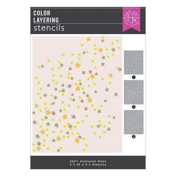 Hero Arts - Hocus Pocus Collection - Stencils - Color Layering Scattered Stars-ScrapbookPal