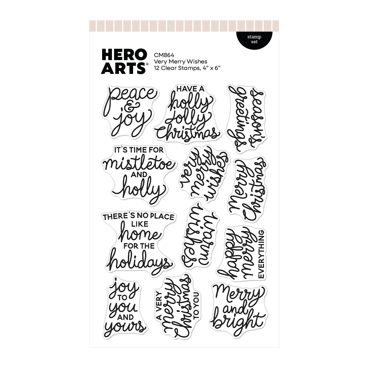 Hero Arts - Home for the Holidays Collection - Clear Stamps - Very Merry Wishes-ScrapbookPal