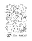 Hero Arts - In The Garden Collection - Clear Stamps - Gardening Tools & Flowers-ScrapbookPal