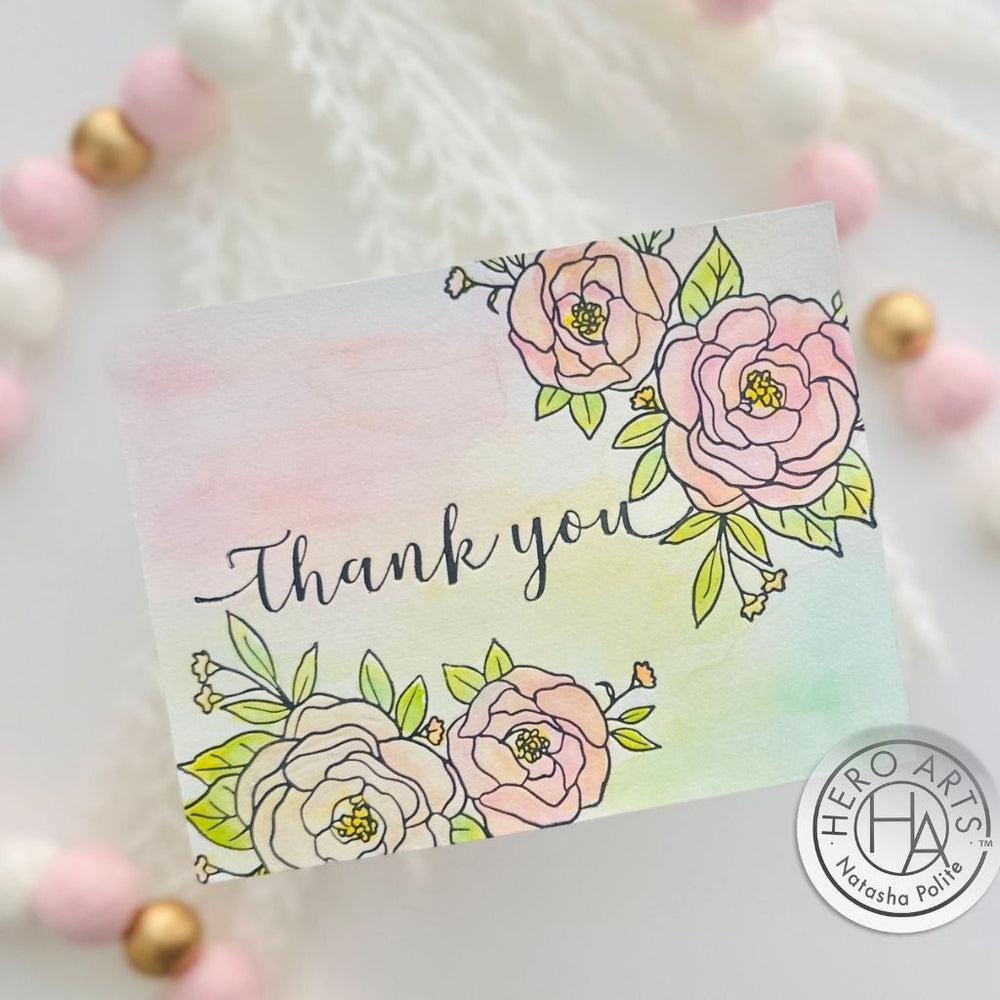 Hero Arts - Letterpress &amp; Foil Plate - Thank You Flowers-ScrapbookPal