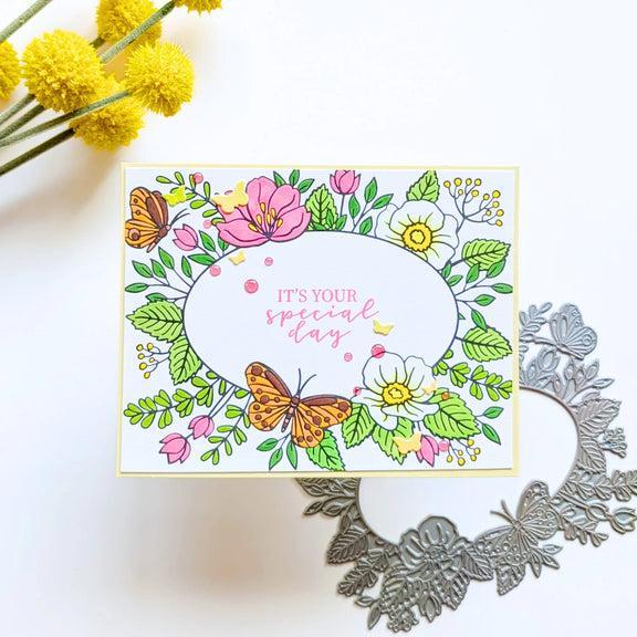 Hero Arts - Lovely Letterpress Collection - Letterpress + Foil Plate - Floral Frame-ScrapbookPal