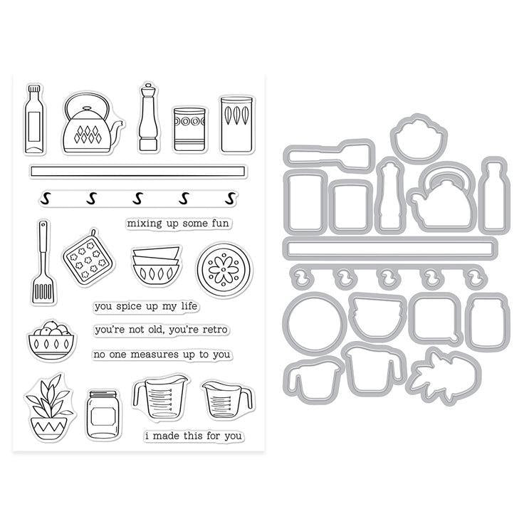 Hero Arts - Retro Kitchen Collection - Stamp &amp; Cut XL - On the Shelf-ScrapbookPal