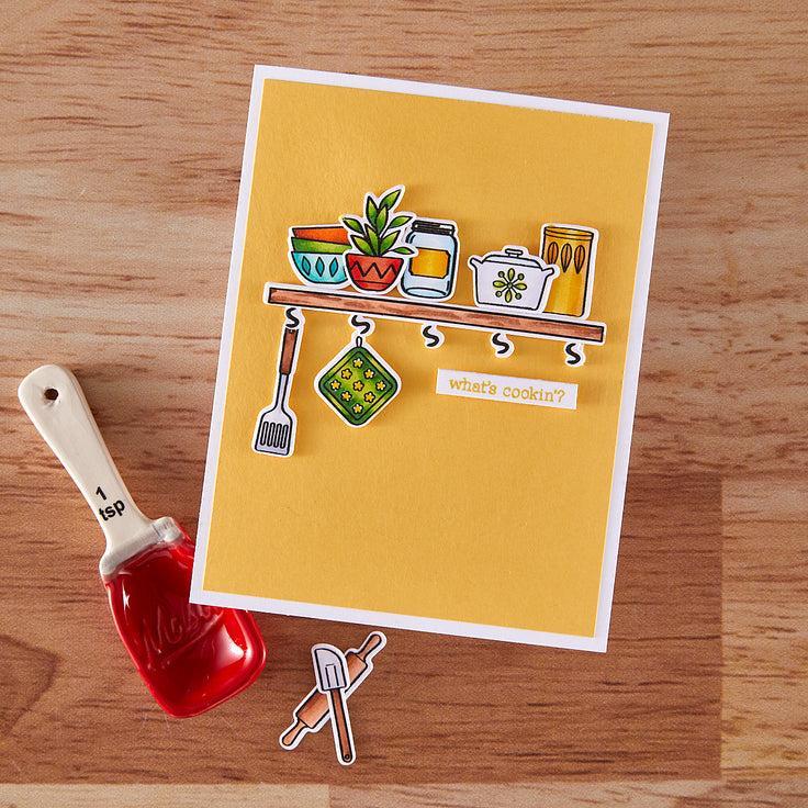 Hero Arts - Retro Kitchen Collection - Stamp &amp; Cut XL - On the Shelf-ScrapbookPal