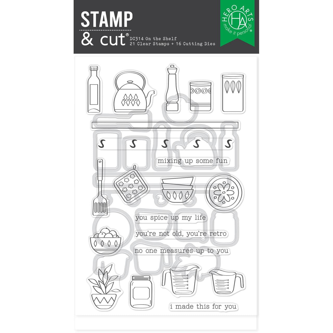 Hero Arts - Retro Kitchen Collection - Stamp &amp; Cut XL - On the Shelf-ScrapbookPal