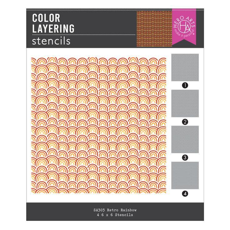 Hero Arts - Retro Kitchen Collection - Stencils - Color Layering Retro Rainbow-ScrapbookPal