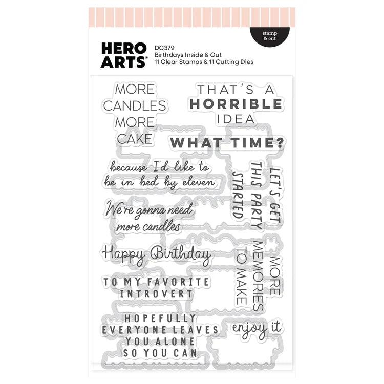 Hero Arts - Say It With Style Collection - Stamp &amp; Cut - Birthdays Inside &amp; Out-ScrapbookPal