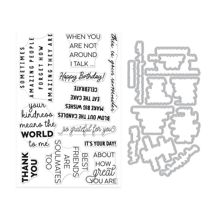 Hero Arts - Say It With Style Collection - Stamp &amp; Cut - Say It Inside &amp; Out-ScrapbookPal