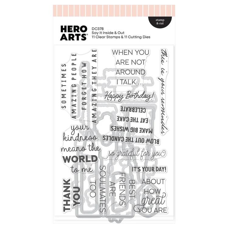 Hero Arts - Say It With Style Collection - Stamp &amp; Cut - Say It Inside &amp; Out-ScrapbookPal